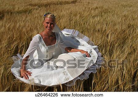 Stock Photograph - Woman, Caucasian, Blonde, Wedding, Nuptials, Newly wed. Fotosearch