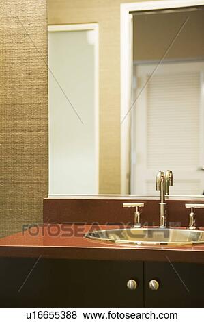 Stock Photo - Bathroom Sink and Mirror. Fotosearch