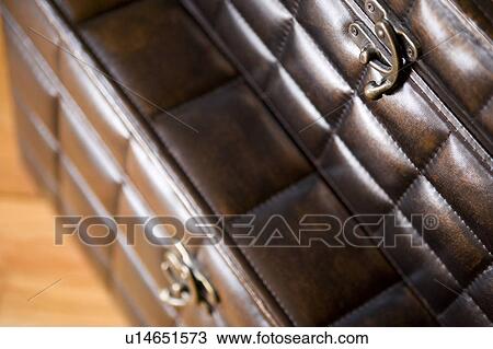Stock Image - Leather Trunks with Latch. Fotosearch