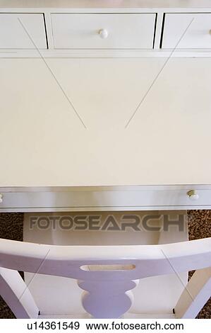 White Chair and Desk View Large Photo Image Stock Photo - White Chair and Desk. Fotosearch