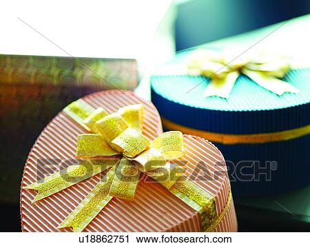 Stock Image - close-up of gift boxes. Fotosearch