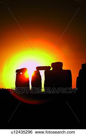 Stock Photograph - England, Wiltshire, Stonehenge, Dusk, Close up. Fotosearch