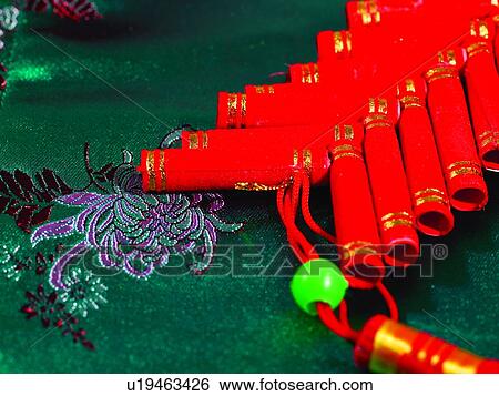 Firecrackers, Chinese New Year Ornament, Close up View Large Photo Image Stock Photograph - Firecrackers, Chinese New Year Ornament, Close up. Fotosearch