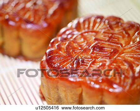 Stock Photograph - Moon Cake, Close up. Fotosearch
