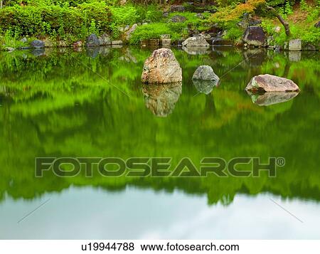 Stock Photo - Pond at Yasaka Shrine. Fotosearch