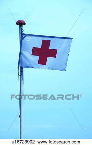 Stock Image - Red Cross flag. Fotosearch