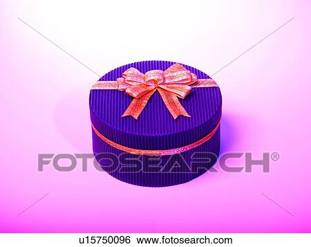 Round shaped box with golden bow, elevated view View Large Photo Image Stock Photograph - Round shaped box with golden bow, elevated view. Fotosearch