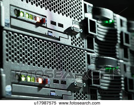 Stock Photography - Servers, low angle view, Close up. Fotosearch