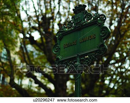 Stock Photo - Square Louvois sign in Paris. Fotosearch