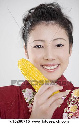 Corn and Yukata woman View Large Photo Image Stock Photography - Corn and Yukata woman. Fotosearch