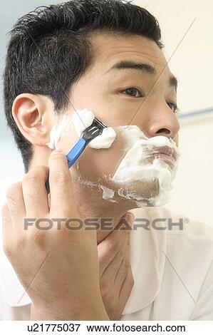 Man shaving View Large Photo Image Stock Photo - Man shaving. Fotosearch