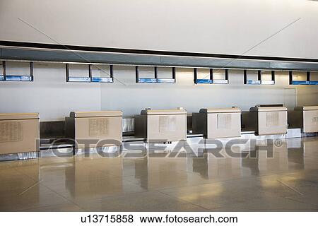 Stock Photo - Deserted check-in station in San Francisco airport. Fotosearch