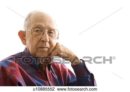 Elderly man with face propped on hand View Large Photo Image Stock Image - Elderly man with face propped on hand. Fotosearch