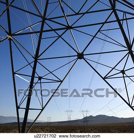 Electrical power lines in barren desert landscape View Large Photo Image Stock Image - Electrical power lines in barren desert landscape. Fotosearch