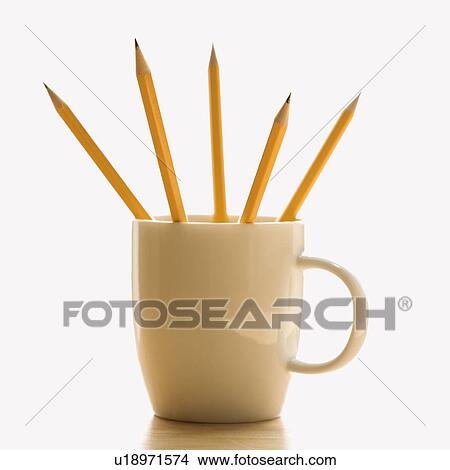Five pencils in a coffee cup with pointed ends up View Large Photo Image Picture - Five pencils in a coffee cup with pointed ends up. Fotosearch