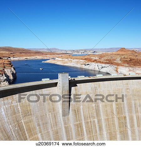Landscape of top of Glen Canyon Dam on Colorado River in Arizona View Large Photo Image Picture - Landscape of top of Glen Canyon Dam on Colorado River in Arizona. Fotosearch