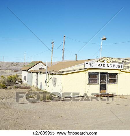Stock Photography - Old trading post in desert landscape of Utah. Fotosearch