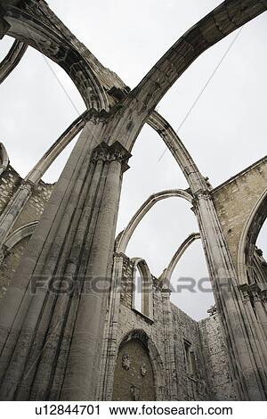Open roof of Igreja do Carmo ruins in Lisbon, Portugal. View Large Photo Image Stock Image - Open roof of Igreja do Carmo ruins in Lisbon, Portugal.. Fotosearch