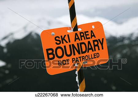Stock Photo - Ski area trail boundary sign.. Fotosearch