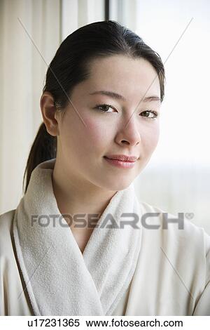 woman in bathrobe looking View Large Photo Image Stock Photography - woman in bathrobe looking. Fotosearch