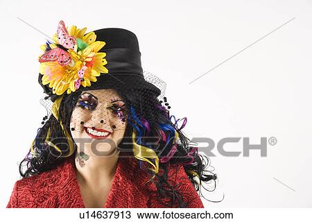 Woman in unique makeup and clothing View Large Photo Image Stock Image - Woman in unique makeup and clothing . Fotosearch