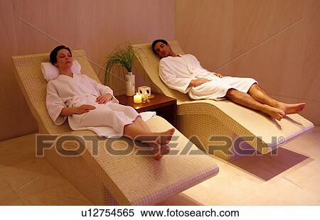 Stock Photography - A couple relaxing at a spa together. Fotosearch