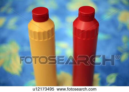Stock Photography - Bottles of ketchup and mustard. Fotosearch