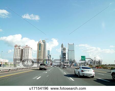 Dubai, sheikh, zayed, road, clear, sky, driving View Large Photo Image Stock Photograph - Dubai, sheikh, zayed, road, clear, sky, driving. Fotosearch