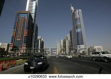 Stock Image - sheikh, zayed, road, dubai, towers. Fotosearch