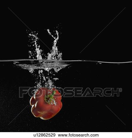 Stock Photo - Close-up of a bell pepper underwater. Fotosearch