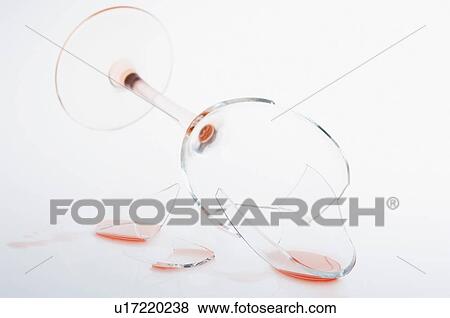 Stock Photo - Close-up of a broken wine glass. Fotosearch