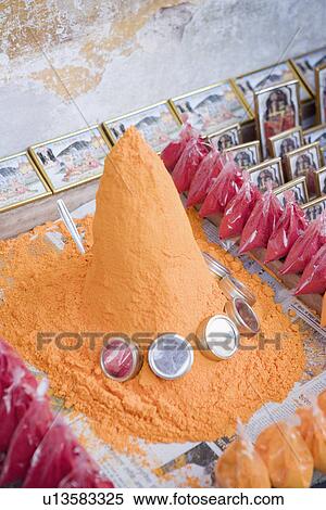 Close-up of a heap of sindoor at a market stall View Large Photo Image Stock Photography - Close-up of a heap of sindoor at a market stall. Fotosearch