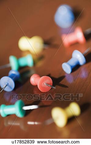 Close-up of thumbtacks View Large Photo Image Stock Photo - Close-up of thumbtacks. Fotosearch