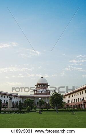 Stock Image - Facade of a government building, Supreme Court, New Delhi, India. Fotosearch