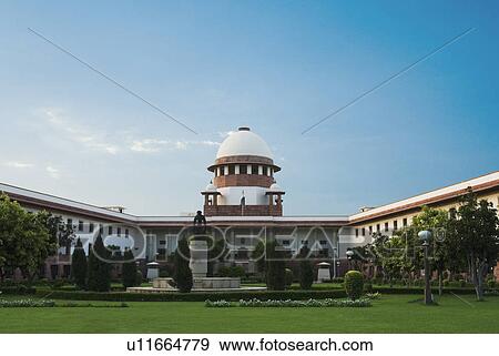 Stock Photo - Facade of a government building, Supreme Court, New Delhi, India. Fotosearch