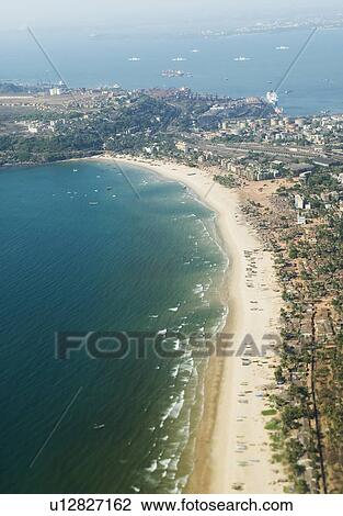 Stock Image - High angle view of a coastline, Goa, India. Fotosearch