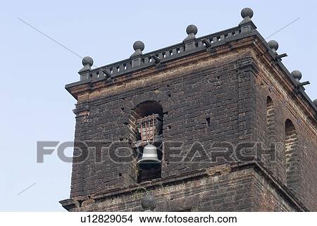 Low angle view of the bell tower of a church, St. Francis Xavier Church, Old Goa, Goa, India View Large Photo Image Picture - Low angle view of the bell tower of a church, St. Francis Xavier Church, Old Goa, Goa, India. Fotosearch