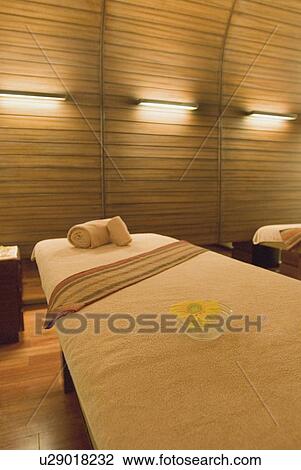Massage table in a spa View Large Photo Image Stock Image - Massage table in a spa. Fotosearch
