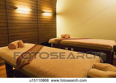 Stock Photo - Massage tables in a spa. Fotosearch