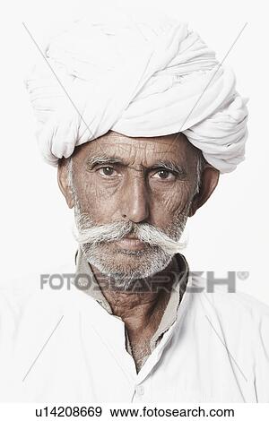 Stock Photo - Portrait of a senior man wearing a turban. Fotosearch