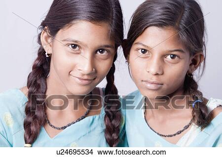 Portrait of two girls View Large Photo Image Picture - Portrait of two girls. Fotosearch