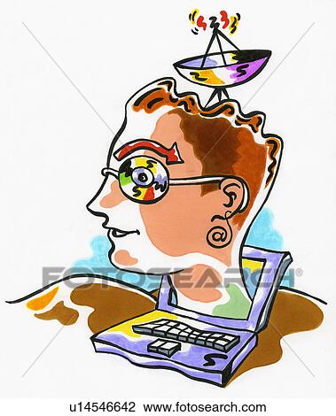 Stock Image - Overweight character in suit thinking. Fotosearch