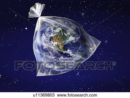 Stock Image - The earth in a plastic bag. Fotosearch