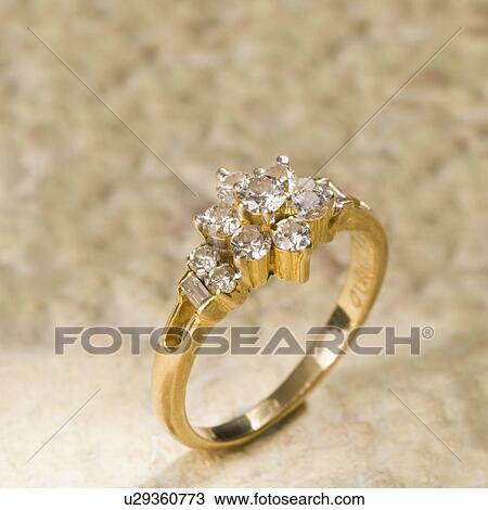 Stock Image - Close-up of a diamond ring. Fotosearch