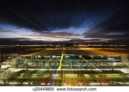 Stock Photography - Above view of Melbourne, Australia airport at night. Fotosearch