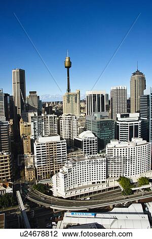Aerial view of buildings in downtown Sydney, Australia View Large Photo Image Stock Image - Aerial view of buildings in downtown Sydney, Australia. Fotosearch