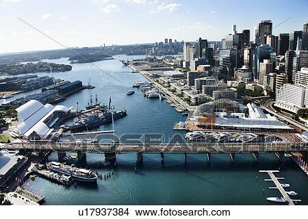 Aerial view of Darling Harbour in Sydney, Australia View Large Photo Image Picture - Aerial view of Darling Harbour in Sydney, Australia. Fotosearch