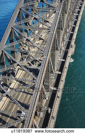 Stock Photo - Aerial view of detail of traffic on Sydney Harbour Bridge in Sydney, Australia. Fotosearch