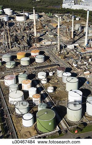 Aerial view of oil refinery in Australia. View Large Photo Image Picture - Aerial view of oil refinery in Australia.. Fotosearch