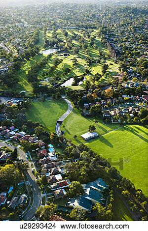 Aerial view of Ryde Parramatta Golf Course and buildings in West Ryde, Australia View Large Photo Image Picture - Aerial view of Ryde Parramatta Golf Course and buildings in West Ryde, Australia. Fotosearch